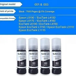 HRK NAT Deskjet GT Series, Smart Tank Series, Ink Tank Wireless Series, Pack of 4 Black Ink Cartridge image 3