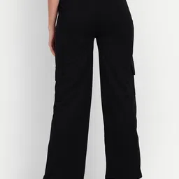 broadstar Women Loose Fit Black Lycra Blend Trousers image 2