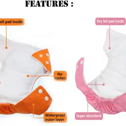 manan Cotton Cloth Reusable Diapers for Newborn Baby-3 Years Pack of 2 with 2 Inserts image 3