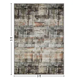 obsessions Olive and Rust Abstract 3x5 Feet Machine Made Carpet image 4