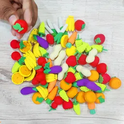 titirangi Best Rakhi Special Gift for Sister 6 Set Eraser for Kids Fancy Fruit & Vegetable Non-Toxic Eraser-picture-20