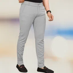 apm apparel Men Regular Fit Grey Lycra Blend Trousers image 3