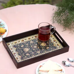 duli Enamel Painted Multipurpose Serving Tray for Home & Kitchen (Jamawaar 12x8 inch) Tray image 2