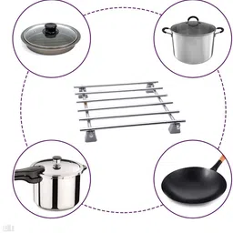 urbanmonk Stainless Steel Heat Resistant Hot Pot Stand | Hot Cooker Stand | Heating Pads for Dinning Table and Kitchen, SIZE: 7"X7"X1" Trivet image 4