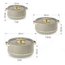 blal Pack of 3 Decor Deluxe Plastic Inner Stainless Steel Insulated Casserole Thermoware Casserole image 3