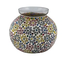 Homesake Multicoloured Persian Mosaic Leafy Glass Table Lamp image 4
