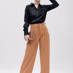 stylo queen Women Oversized Fit Solid Spread Collar Party Shirt image 5