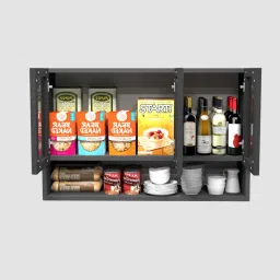 specialitypanels Aluminium Black Profile 3 Brown Tinted Glass handless shutter with Space Organizer in Slate Grey Finish image 5
