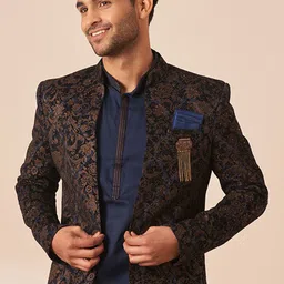 Manyavar Woven Design Velvet Sherwani With Kurta And Dhoti Pants image 5