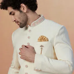 Manyavar Self-Design Traditional Indo Western Sherwani Set image 4