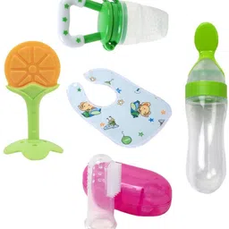 prettify baby bibs with spoon feeding bottle, Fruit nibbler, Fruit teether & Finger brush Teether and Feeder-picture-23