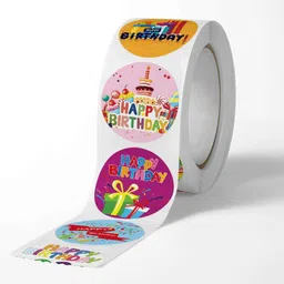 kavikj 1 inch Happy Birthday Sticker Roll – 100 Pcs Self Adhesive Sticker image 3