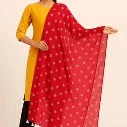nayerang Chiffon Printed Red Women Dupatta image 2