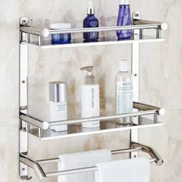 istar Stainless Steel Premium Towel rack Abs and Folding Towel Rack/Towel Hanger/Towel Stand/Holder/Bathroom Accessories, Stainless Steel Silver Towel Holder (Stainless Steel) Silver Towel Holder image 3