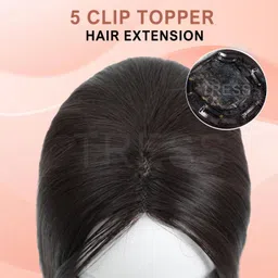 getvock Middle Partition for Women, 24-inch Brown Synthetic Topper, 4x4 Silk Base Hair Extension image 4