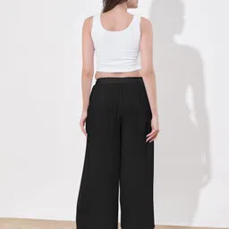 a & h Women Regular Fit Black Viscose Rayon Trousers image 2