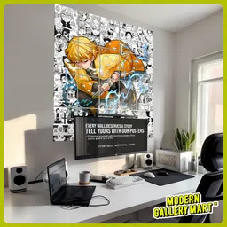 moderngallerymart Pack of 20 Demon Slayer Zenitsu Agatsuma Manga Posters | A4 Size | With Glue Dots Fine Art Print image 5