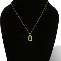 pasu fashion Golden I Love You AD Nug Studed Ractangle Green Emerald Diamond Locket Pendant Stainless Steel Pendant-picture-12