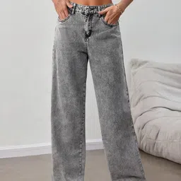 Women Flared High Rise Grey Jeans-image-66