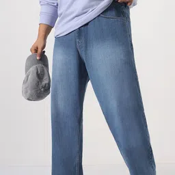 urbano plus Men Loose Fit Mid Rise Light Blue Jeans-picture-33