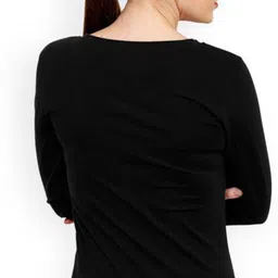trends tower Casual Regular Sleeves Solid Women Black Top image 3