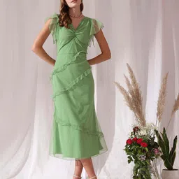 street9 Women Sheath Green Midi/Calf Length Dress image 3