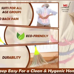 ms diamond Indonesia Broom, Long Handle Wooden Broom stick for Floor and Home Cleaning Grass Dry Broom image 5