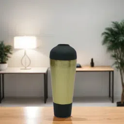 Metal Two-Tone Flower Vase Large Black & Gold Modern Design-image-64
