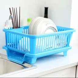 shopixo Dish Drainer Kitchen Rack 3 in 1 Large Sink Set Dish Rack Drainer , Drying Rack Washing Basket tray Plastic-picture-21