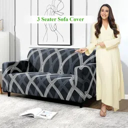 hokipo Polyester 3 Seater Sofa Geometric Cover-picture-29