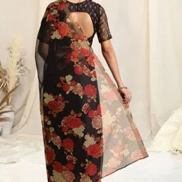 mirchi fashion Printed, Floral Print Kota Doria Polyester Saree image 2