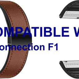 ACM WSM28P20BRWT1069 Pack of 2 Watch Strap Leather Magnetic Silicone 20mm for French Connection F1 Smartwatch (Brown/White) Smart Watch Strap image 1