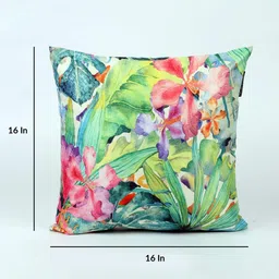 ambbi collections Green Florals Satin 16 x 16 Inches Cushion Cover image 3