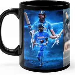 couples emotion Rohit Sharma Indian Cricket Team Captain (Hitman 03) printed Black Ceramic Coffee Mug-picture-10
