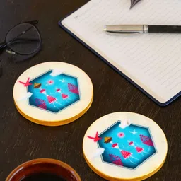 d'orable Blue (4 x 4 Inches) Marble (Set of 2) Coasters image 2