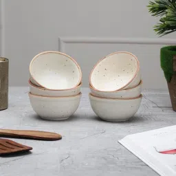 miah decor Handcrafted Matte 260ml White Ceramic (Set of 6) Dinner Bowl-picture-39