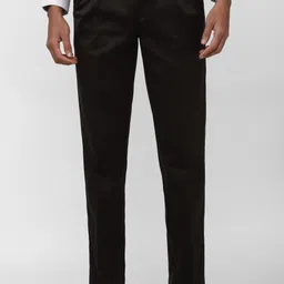 peter england Men Regular Fit Black Viscose Rayon Trousers-picture-17