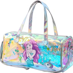 10 L Hand Duffel Bag - Kids Duffle Bag | Shiny Printed Travel Bag with Adjustable Shoulder Strap - Blue - Regular Capacity-image-39