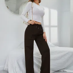 dockstreet Women Solid Black Track Pants image 4