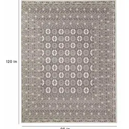 obeetee Ivory Geometric Wool & Cotton 8 ft x 10 ft Hand Knotted Carpet image 3