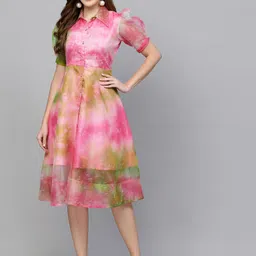 get glamr Women A-line Multicolor Midi/Calf Length Dress image 5