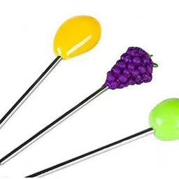 rosefair Colorful Stand with 6 Silicone Fruit Shap Forks Set for Fruit Stainless Steel Fruit Fork Set image 3