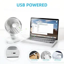 Bluhawk 9 Inch USB Powered Metal Table / Desk Fan 9 Inch USB Fan Swivel 4 Speed USB Fan image 2
