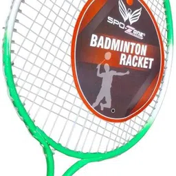spo zone Badminton Raket Set of 2 PC Plastic 6 Shuttle Green Strung Badminton Racquet image 3