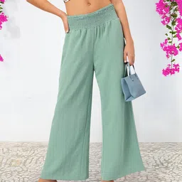 DressBerry Women Modern Masterpieces Smocked Flared Fit Trousers-image-65