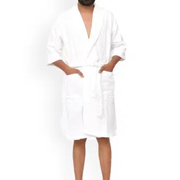 Home Fresh Unisex Self Design Pure Cotton Bath Robe With Belt-picture-29