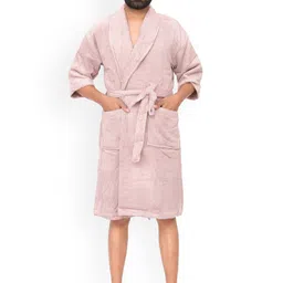 Home Fresh Unisex Self Design Pure Cotton Bath Robe With Belt-image-65