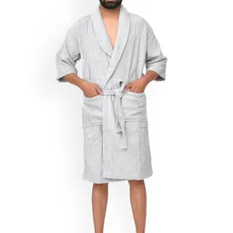 Home Fresh Unisex Pure Cotton Shawl Collar Table Bath Robe-picture-19