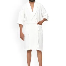 Home Fresh Unisex Self Design Pure Cotton Bath Robe With Belt-picture-39