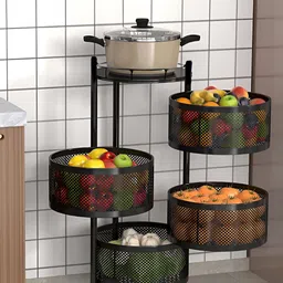 Kuber Industries Black 2 Pieces 4 Layer Metal Multipurpose Kitchen Trolley-picture-39